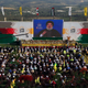 Hezbollah leader Sheik Hassan Nasrallah gives a speech for an al-Quds (Jerusalem) Day rally in Lebanon from an undisclosed location on June 8th, 2018.